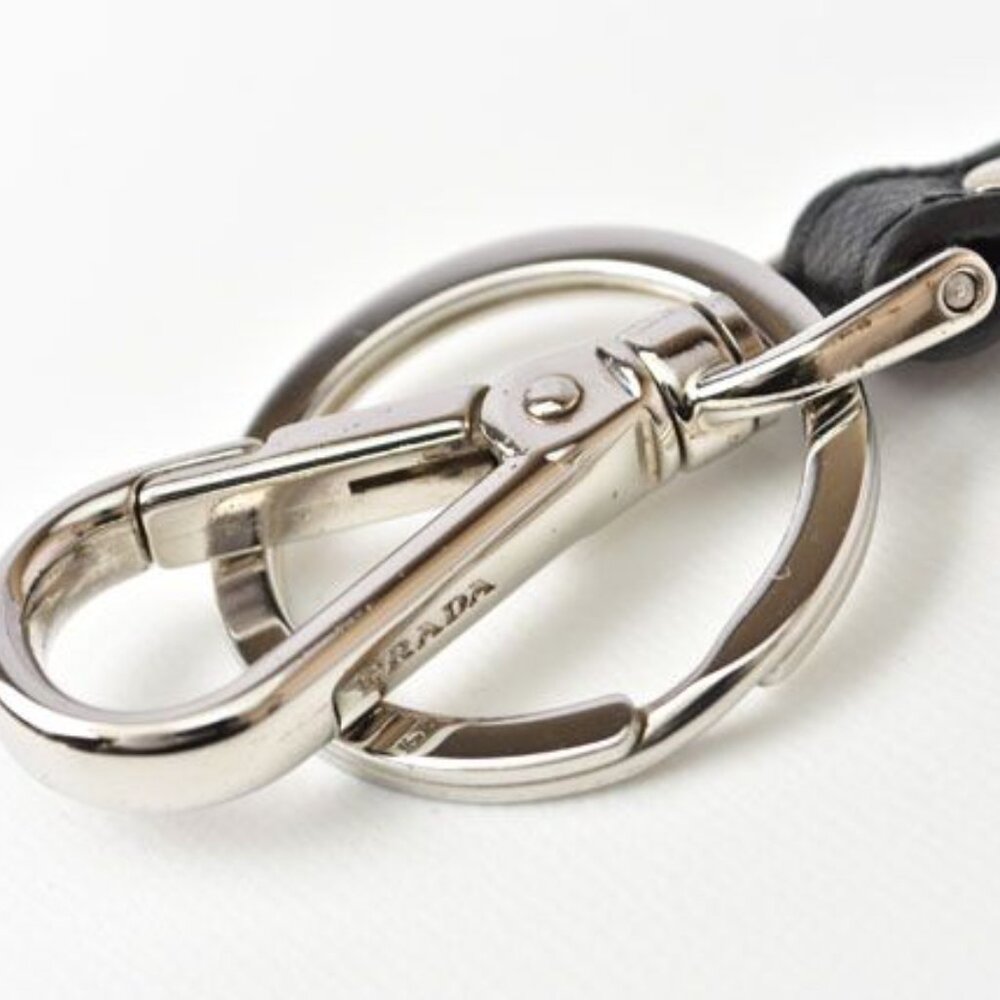 Prada Key Ring Key Holder Bag Charm Logo Patchwork - Picture 3 of 7